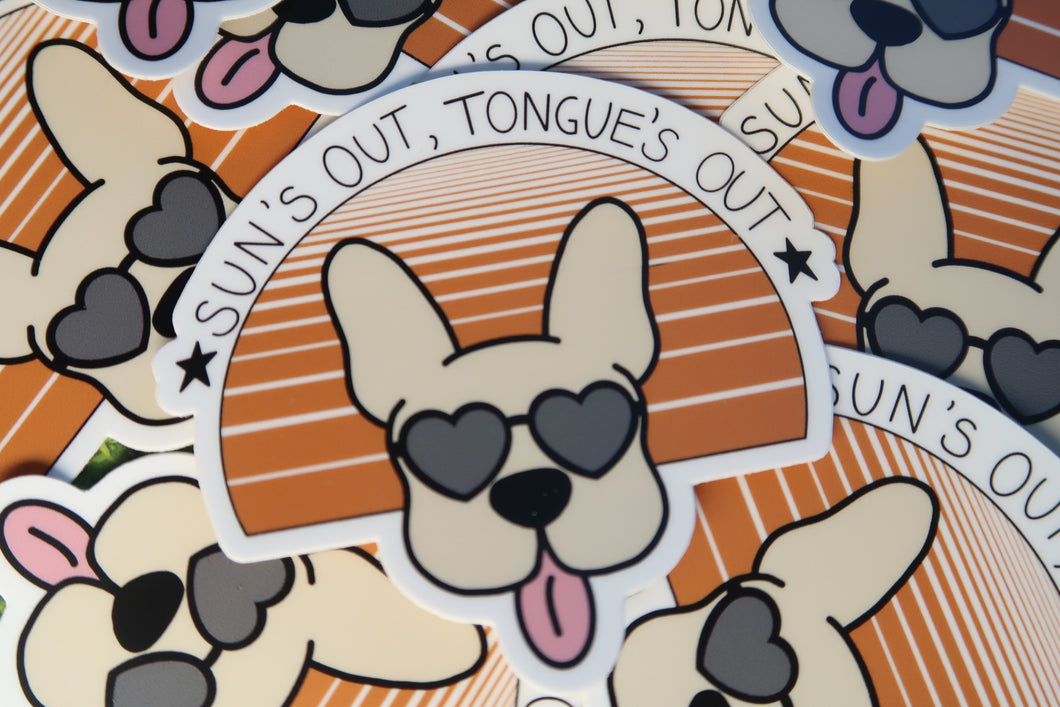 Sun's Out, Tongue's Out Frenchie Sticker