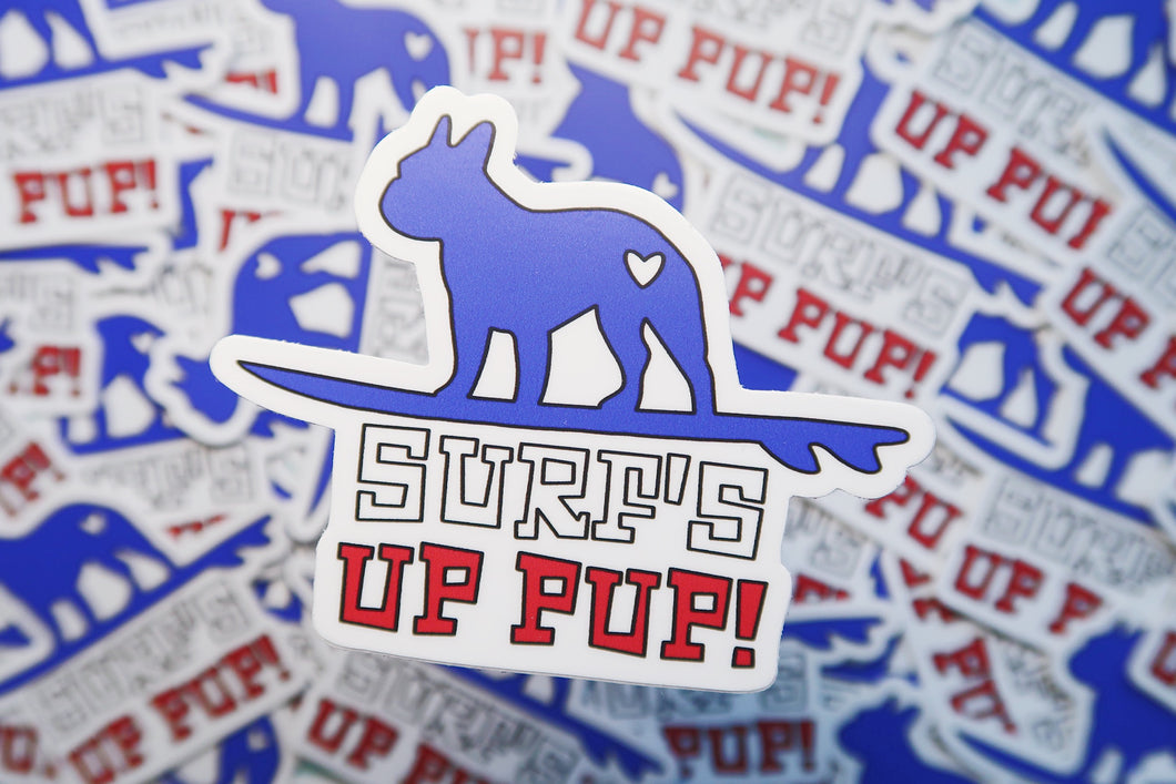 Surfs Up Pup Sticker