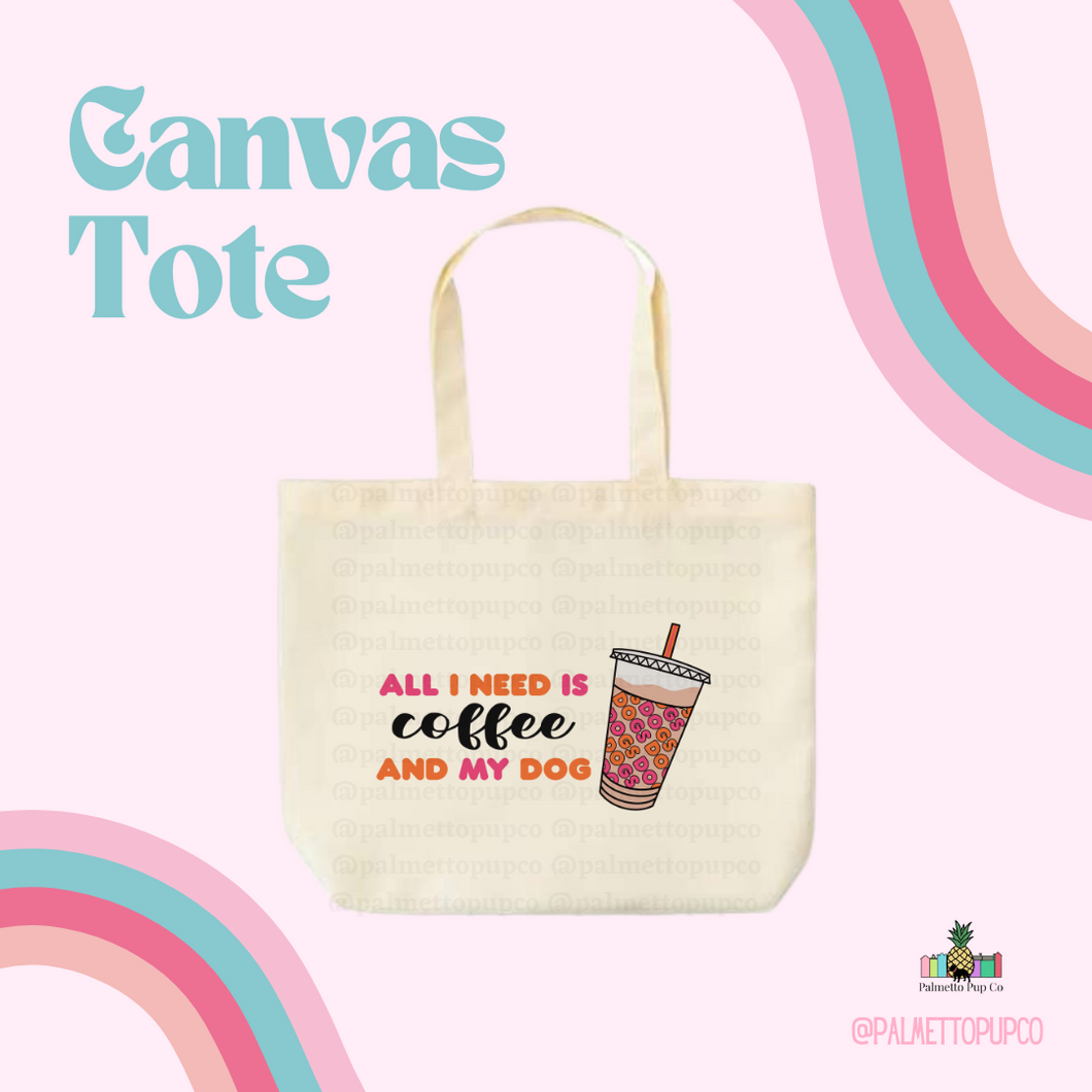 Coffee & Dogs Canvas Tote