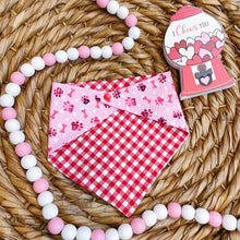 Load image into Gallery viewer, Plaid Valentine Reversible Bandana
